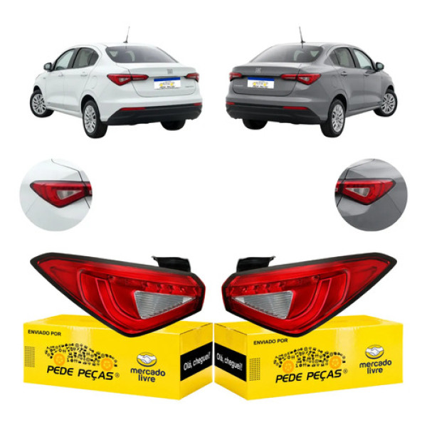 Par Sinaleira Traseira Fiat Cronos 2018 A 2026 C/led Fumê Ambos Lados Vermelho