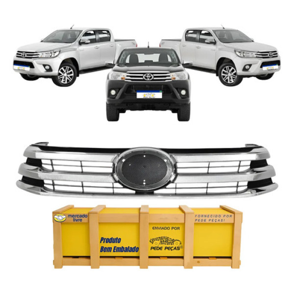 Grade Dinateira Radiador Toyota Hilux 2016 2017 2018 Cromada Cromado