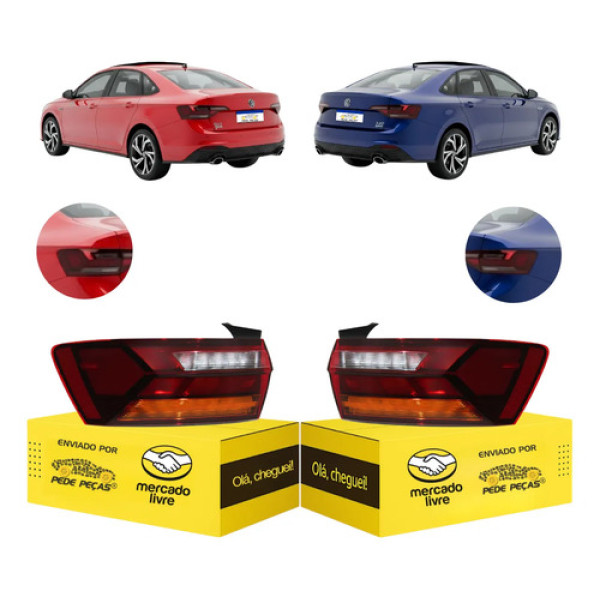 Par Lanterna Sinaleira Canto Jetta 2018 A 23 2024 Full Led Ambos Lados Vermelho