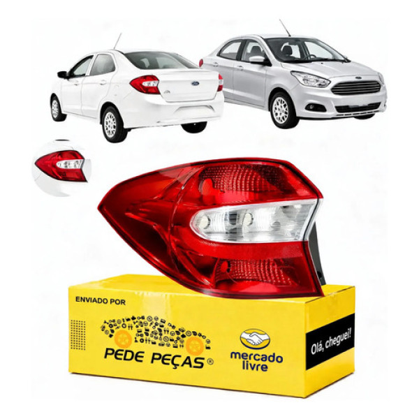 Sinaleira Traseira Ford Ka+ Sedan 2015 2016 A 2018 S Se Le Esquerdo/motorista Vermelho