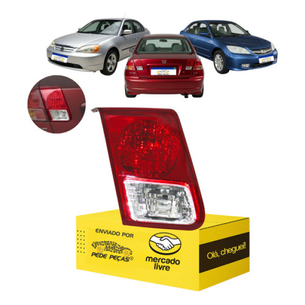 Lanterna Civic 2001 2002 2003 2004 2005 2006 L.e Tampa Esquerdo/motorista Vermelho