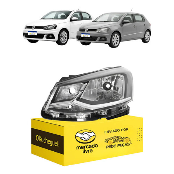 Farol Direito Vw Gol Voyage G7 2017 2018 Friso Cromado Esquerdo/motorista