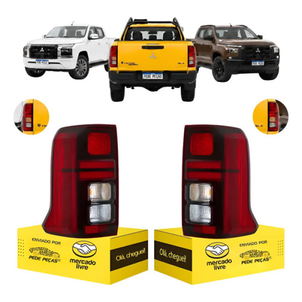 Par Lanterna Mitsubishi Triton Katana 2026 2027 C/led Ambos Lados Vermelho