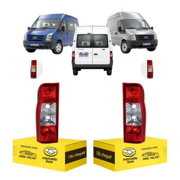 Par Lanterna Sinaleira Ford Transit 2008 2009 10 11 12 13 14 Ambos Lados Vermelho