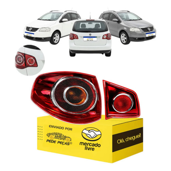 Par Lanterna Traseira Vw Spacefox 2006 A 2010 Ré Vermelha Le Esquerdo/motorista