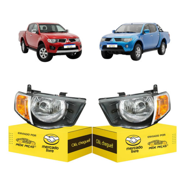 Par Farol Sinaleira L200 Triton 2008 09 A 2017 Pisca Ambar Ambos Lados