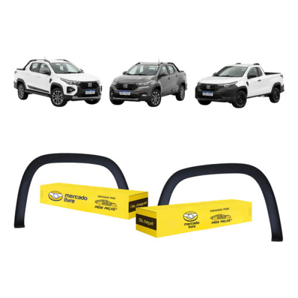Par Moldura Paralama Fiat Strada 2021 22 23 24 25 2026 Preto Texturizado