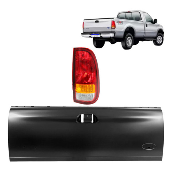 Kit Tampa E Lanterna L.d F-250 F-350 F-4000 Ford 1999 A 2011 Preto