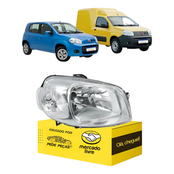 Farol Direito Fiat Uno Vivace Fiorino 2012 2013 2014 2015 Direito/passageiro