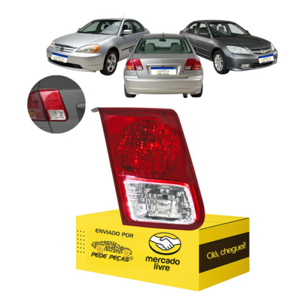 Lanterna Esquerda Civic 2001 2002 2003 2004 2005 2006 Tampa Esquerdo/motorista Vermelho