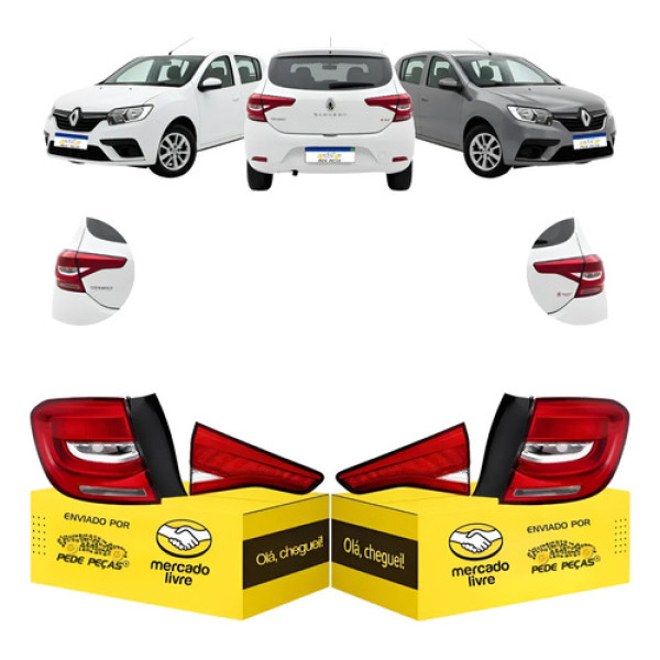 Kit Lanternas Tampa Canto Sandero 2020 2021 2022 C/led Novas Ambos Lados Cristal