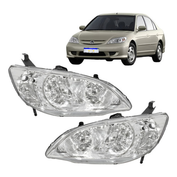 Par Farol Honda Civic 2004 2005 2006 Cromado Novo Direito