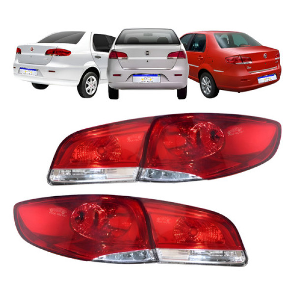 Jogo Lanterna Fiat Siena 2008 2009 2010 2011 2012 A 2016 Ambos Lados Vermelho