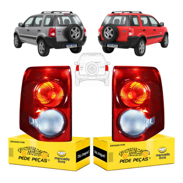 Par Sinaleira Traseira Ecosport 2008 2009 2010 2011 2012 Ambos Lados Vermelho