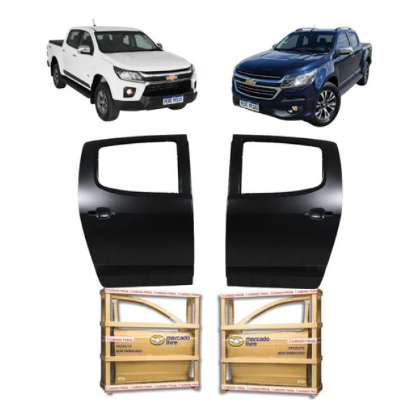 Par Porta Traseira Gm S10 2012 A 17 18 19 20 21 22 23 2024 Traseira Ambos Lados Preto Liso Para Pintura