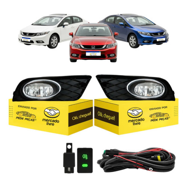 Par Farol Milha Honda Civic 2012 A 2014 Exs Lxl Lxs Lxr Exr