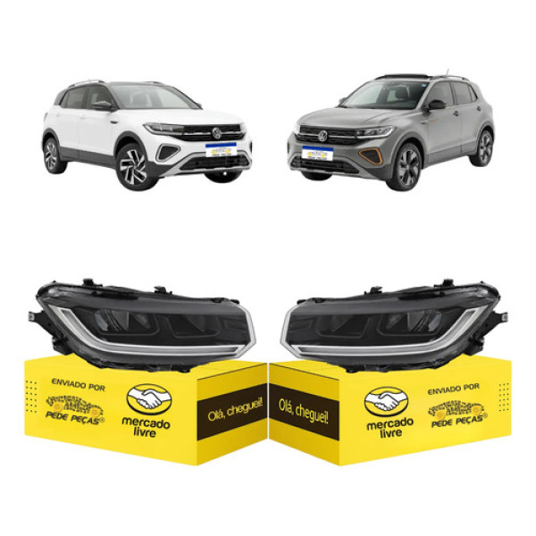 Par Farol Vw T-cross 2025 2026 Full Led C/reator Novo Ambos Lados