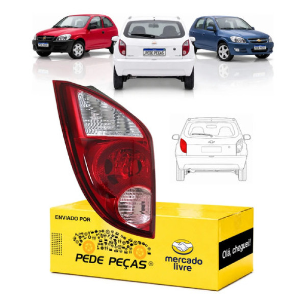 Sinaleira Traseira Gm Celta 2007 2008 2009 A 2015 Ré Rosa Le Esquerdo/motorista Vermelho