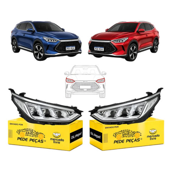 Par Farol Byd Song Plus 2023 2024 2025 Full Led Ambos Lados