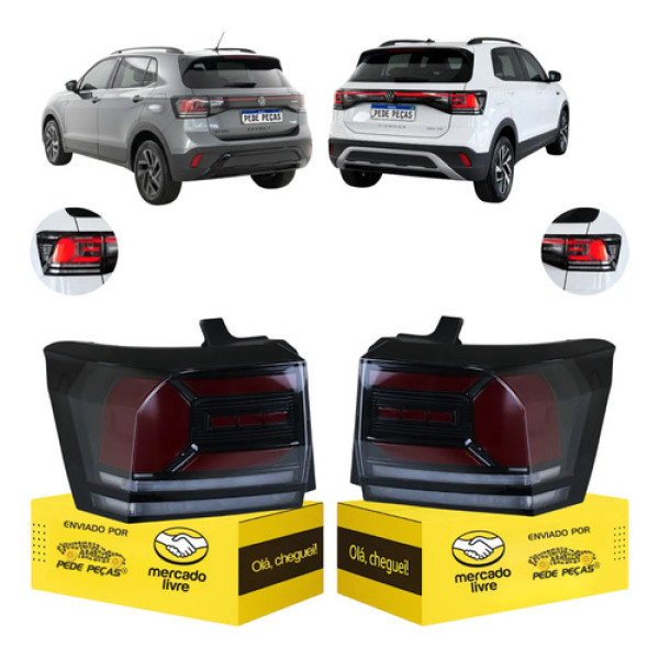 Par Lanterna Sinaleira Volkswagen Tcross 2025 2026 27 C/led Ambos Lados Vermelho