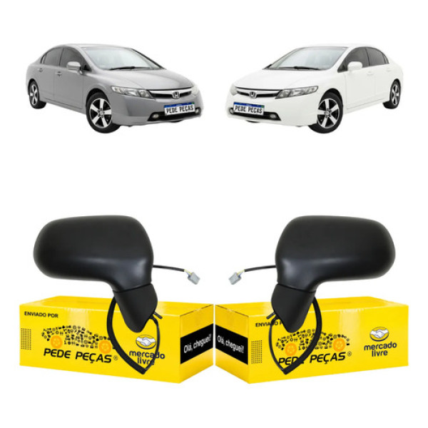 Par Retrovisor Honda Civic 2007 08 09 10 2011 S/pisca