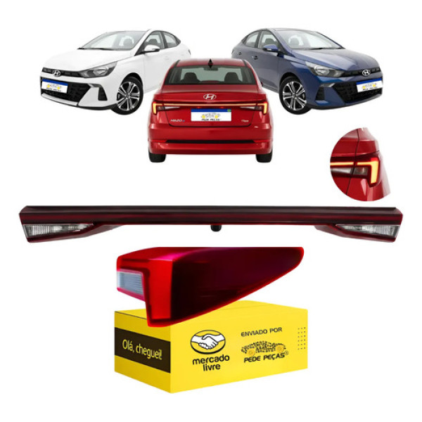 Par Sinaleira Canto Central Hb20 Sedan 2023 A 2026 C/led Ld Direito/passageiro Vermelho Cristal