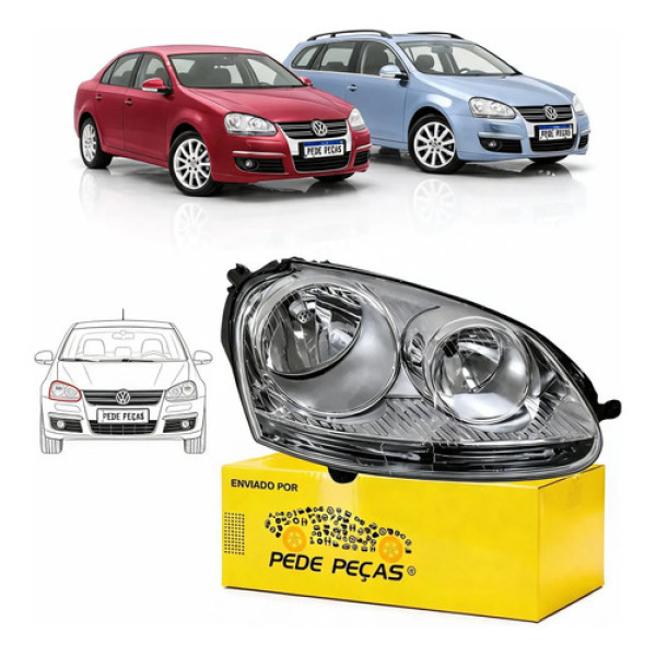 Farol Vw Jetta Variant 2007 2008 2009 Mascara Cromada Ld Direito/passageiro