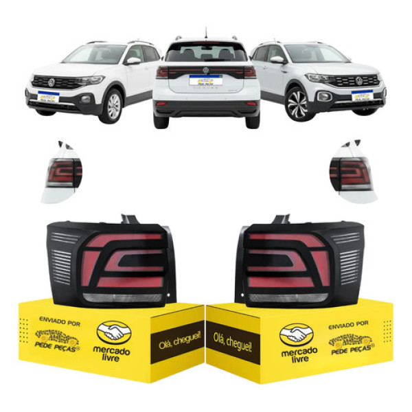 Par Lanterna T-cross 2019 2020 2021 2022 23 2024 C/led Nova Ambos Lados Fumê