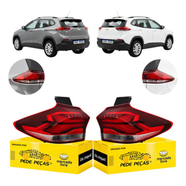Par Lanterna Canto Chevrolet Tracker 2020 21 22 A 2025 C/led Ambos Lados Vermelho Cristal