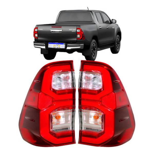 Par Lanterna Sinaleira Toyota Hilux 2021 2022 2023 2024 2025 Ambos Lados Vermelho