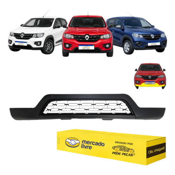 Spoiler Inferior Dianteiro Renault Kwid 2017 18 19 20 A 2022 Preto