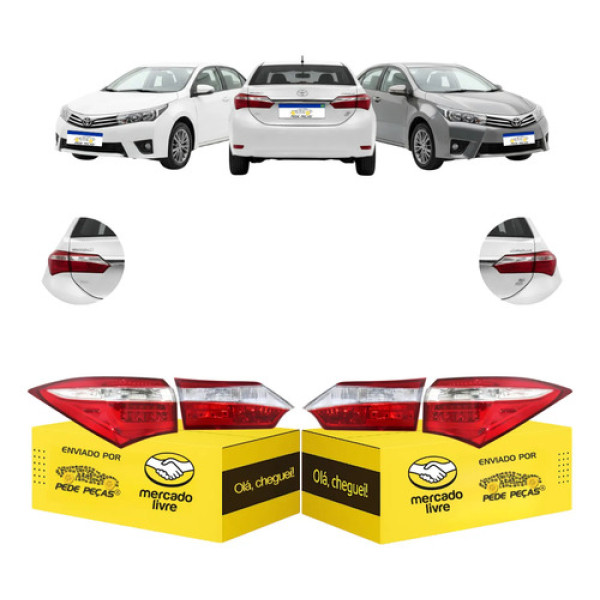 Jogo De Lanternas Canto Tampa Corolla Xei 2015 16 2017 C/led Ambos Lados Cristal