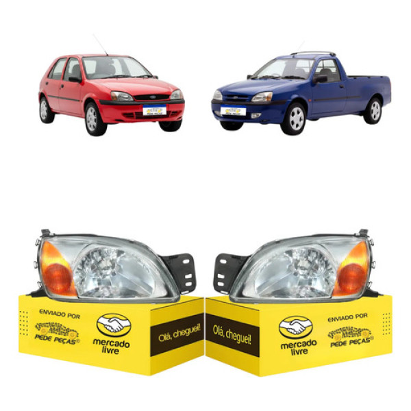 Farol Fiesta Courier 2000 2001 2002 2003 2004 2005 A 13 Par Direito
