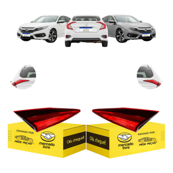 Par Lanterna Tampa Honda Civic G10 2017 2018 A 2021 C/led Ambos Lados Cristal
