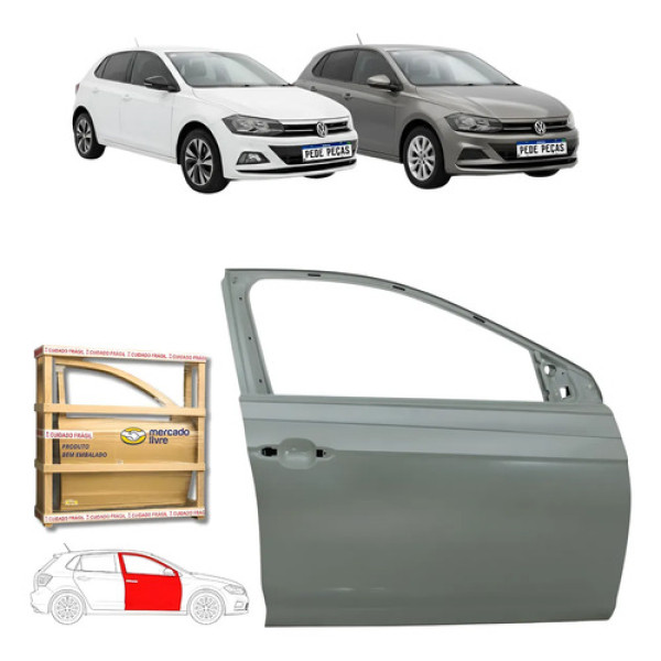 Porta Dianteira Volkswagen Polo 2017 18 19 20 21 A 2026 Ld Dianteira Direito Cinza Para Pintura
