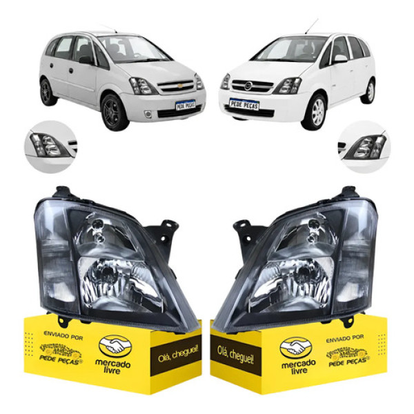 Par Farol Gm Meriva 2002 A 2012 Ss Maxx Joy C/mascara Negra Ambos Lados