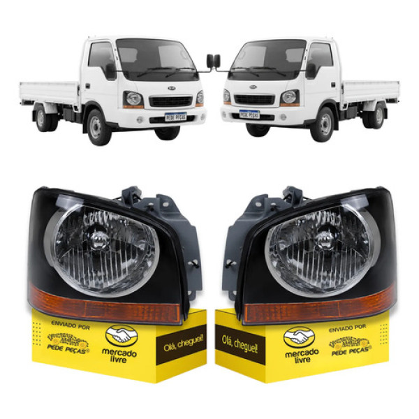 Par Farol Kia Bongo 2000 A 2004 Mascara Negra Pisca Âmbar Ambos Lados