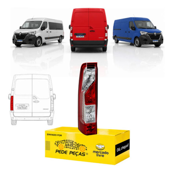 Sinaleira Traseira Renault Master 2013 14 15 16 17 A 2026 Le Esquerdo/motorista Vermelho Cristal