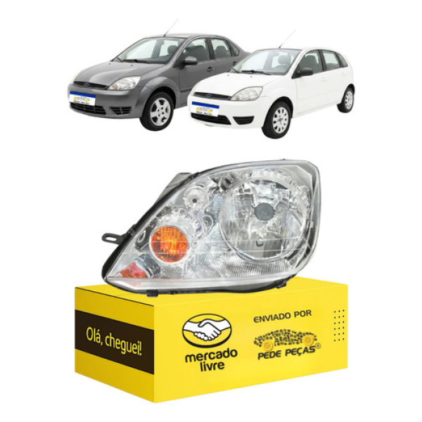 Farol Esquerdo Ford Fiesta 2003 04 05 2006 2007 Pisca Ambar Esquerdo/motorista