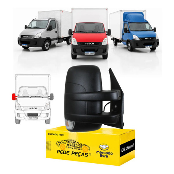 Retrovisor Iveco Daily 2008 09 A 2019 9 Fios Braço Curto Ld