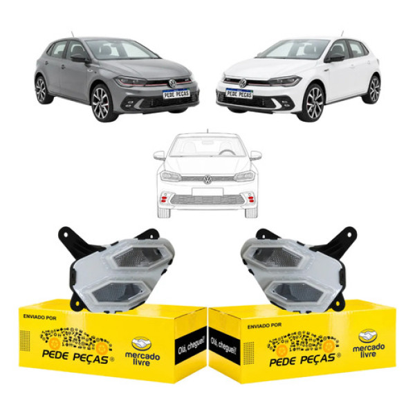 Par Farol Milha Auxiliar Vw Polo Gts 2023 2024 2025 Full Led Cristal