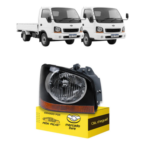 Farol Kia Bongo 2000 A 2004 Mascara Negra Pisca Âmbar Ld Direito/passageiro