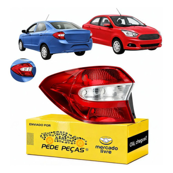 Lanterna Traseira Ford Ka+ Sedan 2015 2016 A 2018 Se Plus Le Esquerdo/motorista Vermelho