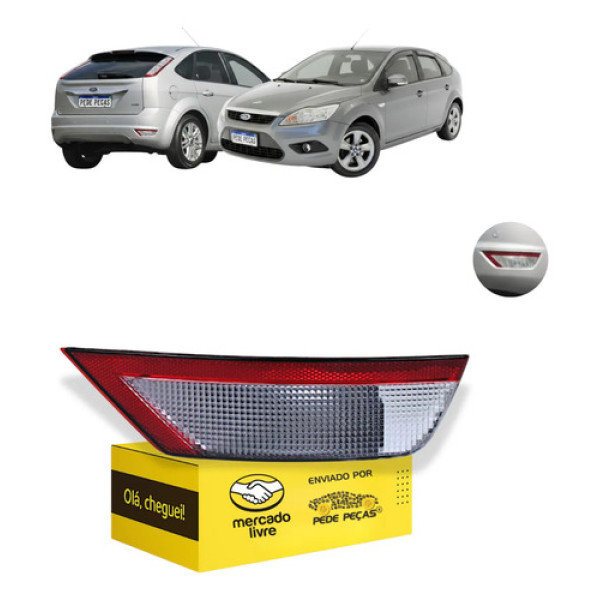Refletor Parachoque Ford Focus Hatch 2009 10 11 12 2013 Ld Vermelho Cristal
