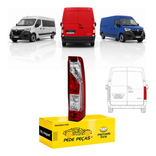 Sinaleira Traseira Renault Master 2013 14 15 16 17 A 2026 Ld Direito/passageiro Vermelho Cristal