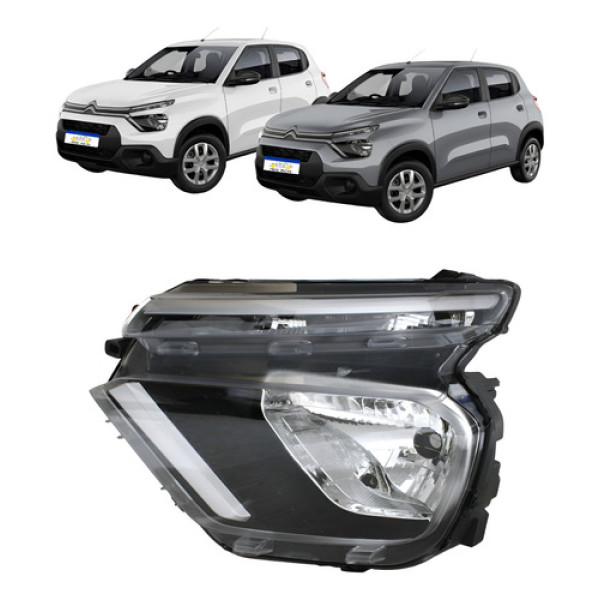 Farol Citroen C3 2022 2023 2024 2025 2026 Le Sem Led Drl Esquerdo/motorista