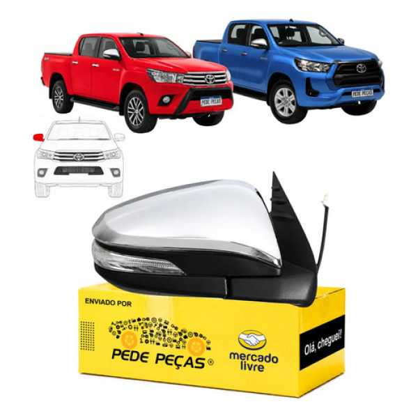 Retrovisor Toyota Hilux 2016 A 2025 Elétrico Cromado C/pisca