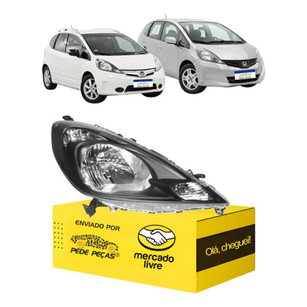 Farol Honda Fit 2013 2014 Mascara Negra Elétrico Novo