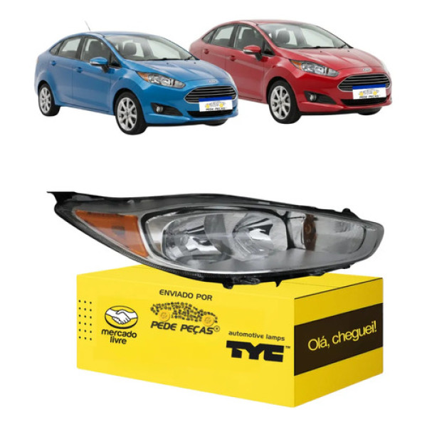 Farol Ford New Fiesta 2015 A 2017 Cromado Seta Âmbar Direito Direito/passageiro