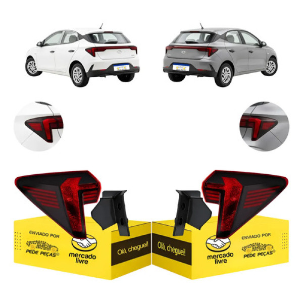 Par Sinaleira Traseira Canto Hb20 Hatch 2023 A 2026 S/led Ambos Lados Vermelho